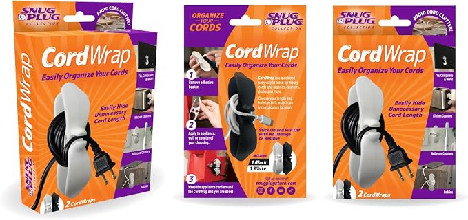 CordWrap Silicone Cord Organizer | Keeps Cords Neat | Self-Adhesive 2-Pack | Flexible silicone with a 360° wrap design keeps kitchen appliance and electronic cords neat, tangle-free, and out of sight.
