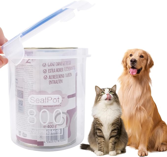 SLSON Dog Canned Food Storage Container for 13oz,13.2oz,12.5oz,12.8oz Dog Cans, Transparent Plastic Pet Food Sealer with Airtight Snap-Lock Can Cover Lids to Keep Pet Food Fresh No Fridge Odor