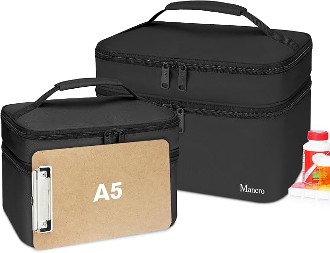 Mancro Dual Layers Medicine Organizer Bag with Lockable Zipper, XL | Pill Bottle Organizer Storage, Medication Bag for Pills, Vitamins, Medical Supplies for Home Storage, College Medicine Kit