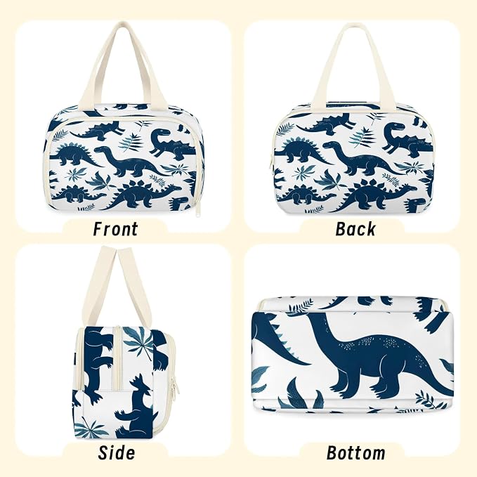 Cute Dinosaur Silhouette Travel Toiletry Bag with Handle | Wet & Dry Separation, Full-Size Bottle Friendly, Leak-Proof, Waterproof, Easy to Clean, for Travel, Gym, Home