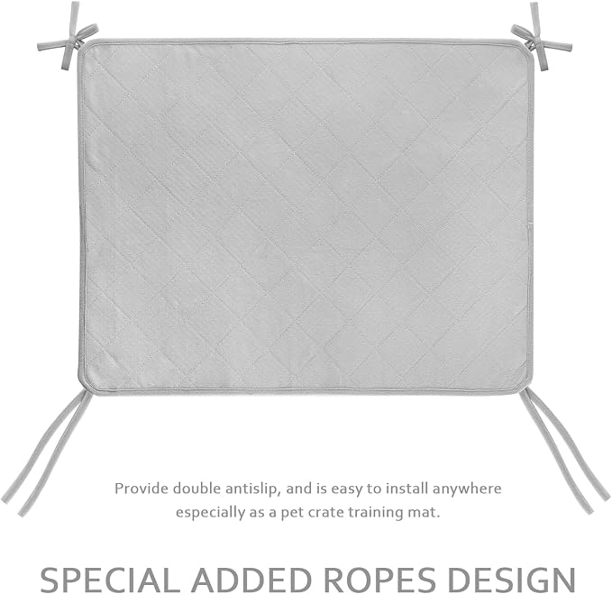 Waterproof Dog Crate Mat with Rope 2 Pack (24’’X18’’) | Washable Pee Pads for Dogs, Non-Slip Training Pads for Dogs, Fits 24 Inch Dog Crate