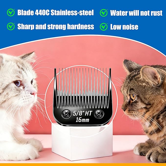 Dog Grooming Replacement Blades Compatible with Andis Dog Clippers,Most OsterA5, Wahl KM Series Pet Clippers for Animal Dog,Cat,Horse (Black-5/8 HT-2PCS)