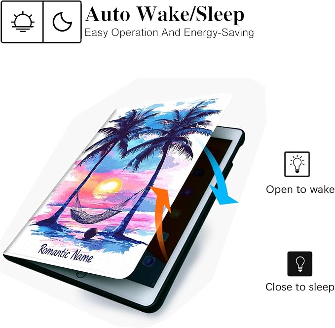 for Microsoft Surface Pro X/Pro X Plus-13 2019/2020/2021/2024 Tablet Case,Auto Wake/Sleep,Adjustable Stand Protective Cover - Romantic Sunset Coconut Tree