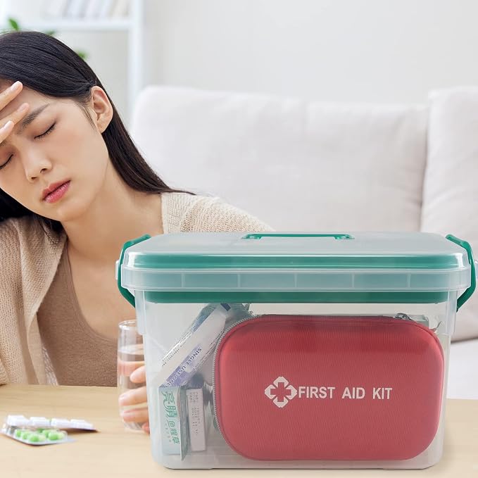 Clear Plastic First Aid Box Empty, Family Medicine Kit Storage Box