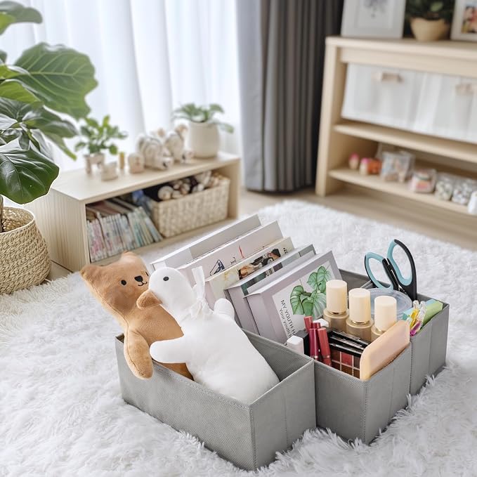 Drawer Organizer Clothes, 10 Pack Dresser Organizer for Baby Clothes, Underwear, Sock- Foldable Closet Organization and Storage Dividers Bins for Nursery, Bedroom (Grey)
