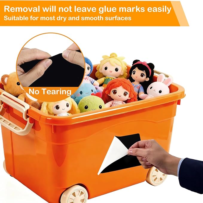 4x6 Inch Removable Storage Bin Labels 100 Pcs (50 Sheets, 25 Black & 25 White) and 2 Markers, Water Oil Tear Resistant No Residue Matte Labels for Home Organization, Packing & Storage Bins