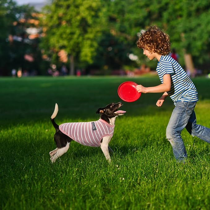 MIHACHI Dog Shirts Cotton Striped T-Shirt, Summer Pet Clothes for Small Dogs, 2-Pack Soft Puppy Apparel Cat Tee, Sleeveless Lightweight, Quick Dry, Breathable,Stretchy for Chiuahaha, Pink Navy XS