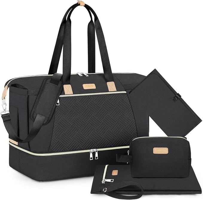 Diaper Bag Tote for Baby 7PCS, Large Mommy Bag with Portable Changing Pad | Multifunctional Hospital Bags for Labor and Delivery with Pacifier Case and Organizer Pouches,Travel Baby Bag for Boy Girl