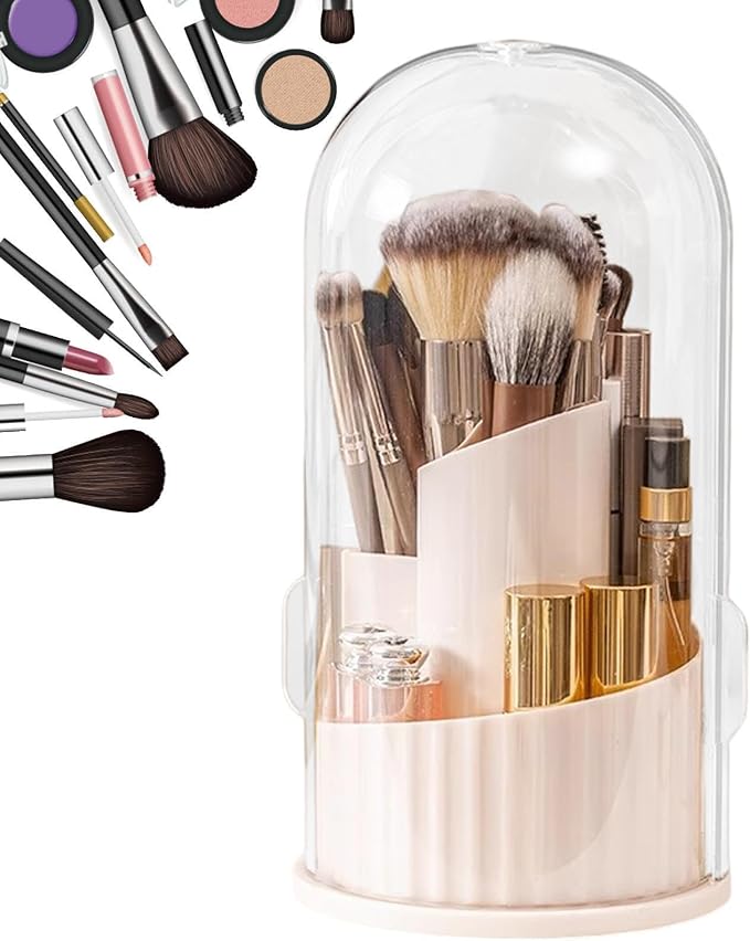 Cosmetic Brush Holder Large Capacity Rotating | Makeup Brush Storage Desk Organizer for Mascara Eye Shadow Eyebrow Pencil Bathroom Living Room Bedroom