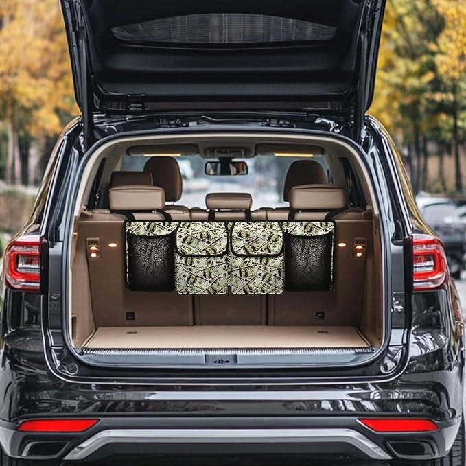 Dollar Car Trunk Organizer Hanging Car Back Seat Storage Bag Foldable Automotive Interior Accessories Suitable Most Sedans SUV Jeep Trucks Van