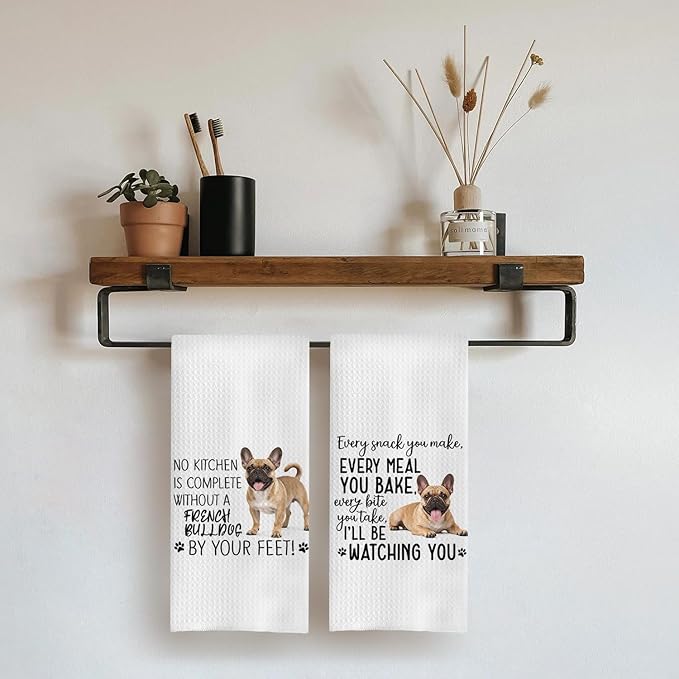 French Bulldog Kitchen Towels Set - French Bulldog Gifts for Dog Lovers Women, Dog Hand Towels Dish Towels Decor, 16x24 Inch,Set of 2