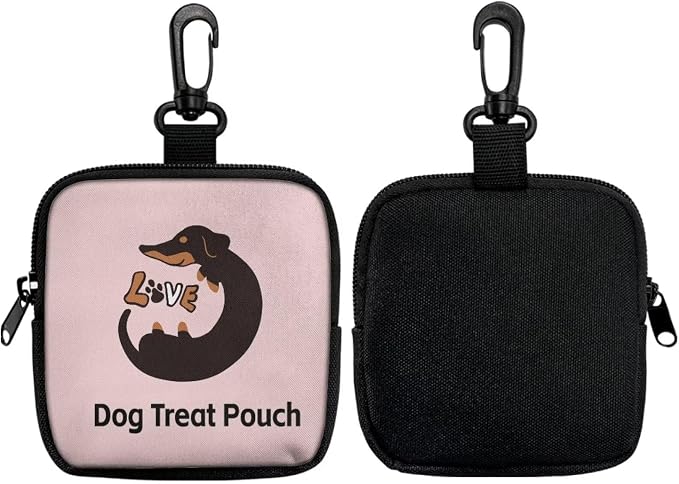 Pink Dog Treat Pouch for Pet Walking and Training Dog Food Bags Small Fanny Zipper Pack Holder for Puppy Snack Dispenser Kit for Outdoor Use