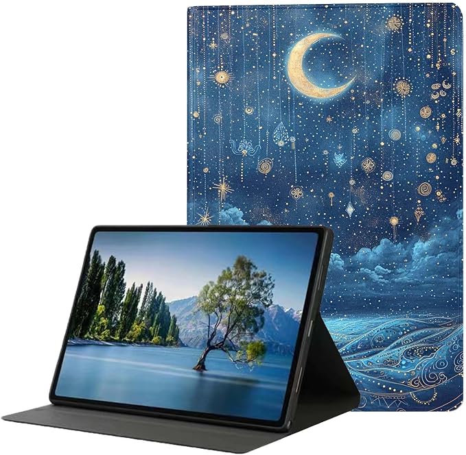 for Samsung Galaxy Tab S6 10.5" Tablet Case(Model SM-T860/T865/T867) 2019 Release,Premium Leather Folio Stand Auto Wake/Sleep,Multiple Viewing Stand,Moon Starry Sky