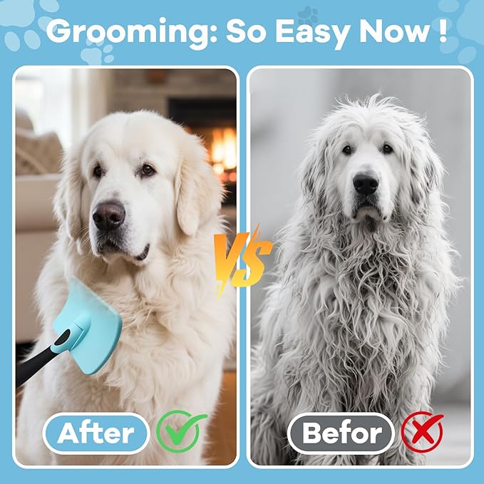 Great Pyrenees Brush,Dog Brush for Great Pyrenees,De-shedding and Fluffing Grooming Brush,Gifts for Great Pyrenees,Blue