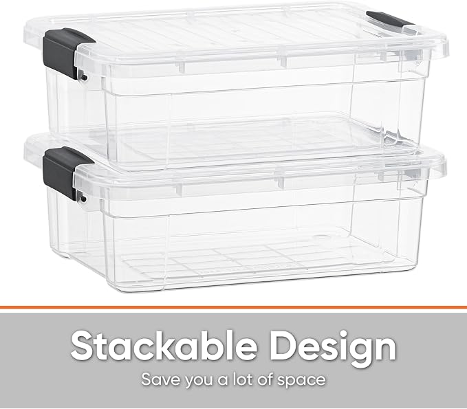 Superio 21 Quart Clear Plastic Storage Boxes with Lids, Stackable Organizer Containers, BPA-Free Storage Bins for Home, Office, School & Dorm, 5 Pack