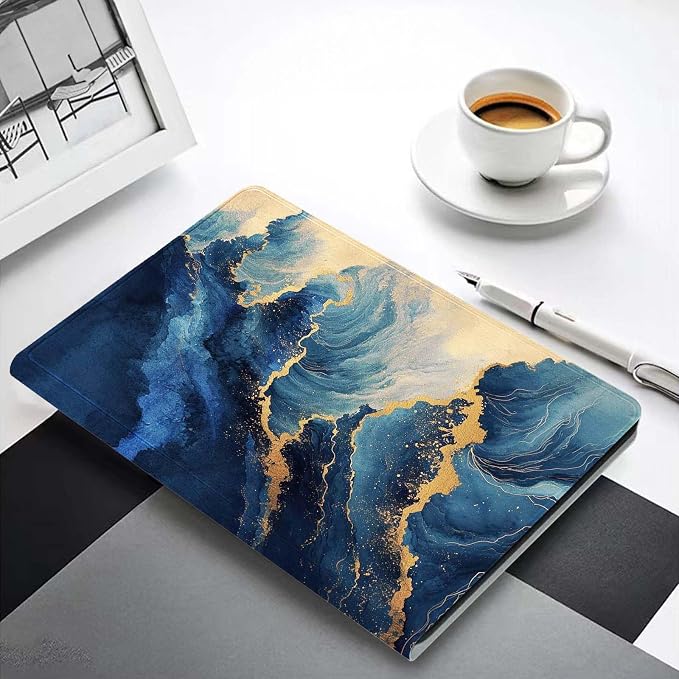 for Samsung Galaxy Tab S9 Plus/S9 FE Plus 5G 12.4 Inch 2023 Tablet Case,Premium Leather Folio Stand Auto Wake/Sleep,Multiple Viewing Stand,Blue Marble