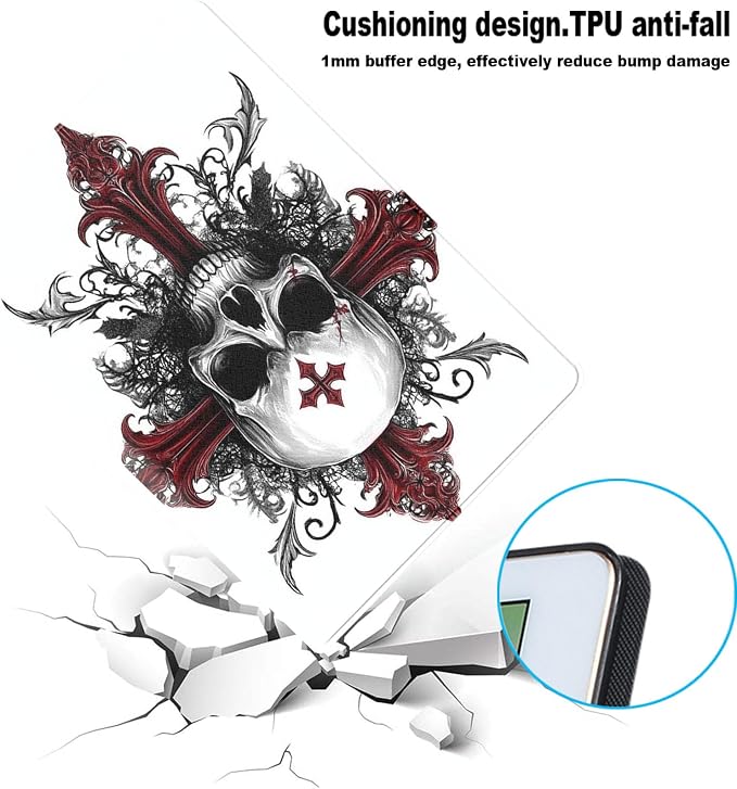 for Samsung Galaxy Tab A11 8.7 Inch 2025 (SM-X133/X135/X135F) Tablet Protective Cover with Adjustable Stand and Magnetic Auto Wake/Sleep,Skull Cross