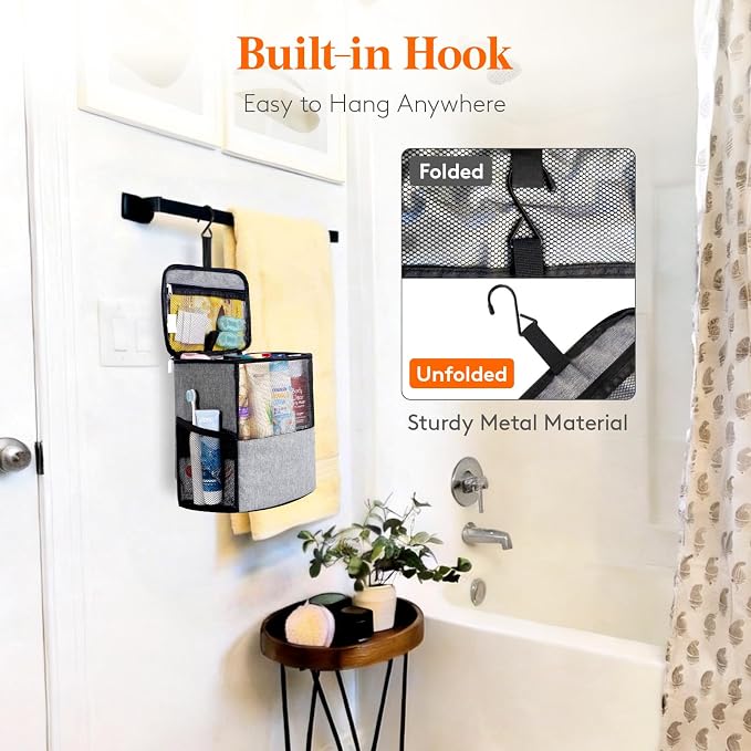 Lifewit Shower Bag Mesh Shower Caddy Portable College Dorm Room Essentials Tote Bag for Bathroom, Gym, Travel, Camping Quick Dry Hanging Shower Organizer Basket Toiletry Bag, Large, Grey | Portable, Quick Dry, College Dorm Room Essentials, Tote Bag for...