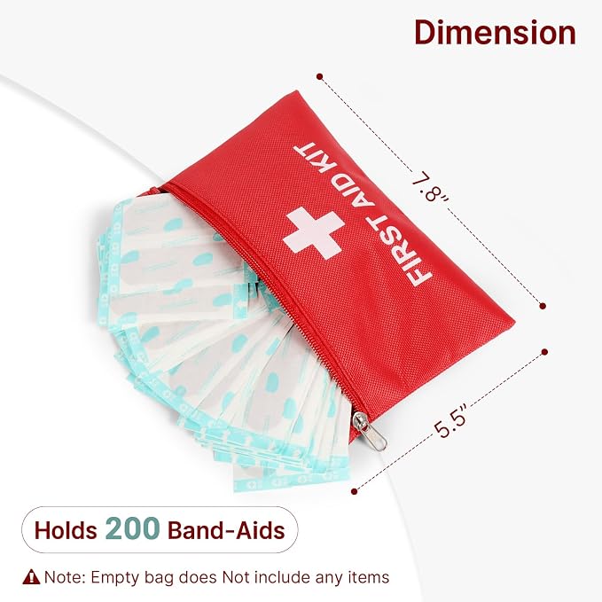 Empty Mini First Aid Kit Bag Portable Waterproof Small First Aid Pouch for Emergency Supplies Travel Home Car (Red, Pack of 10)