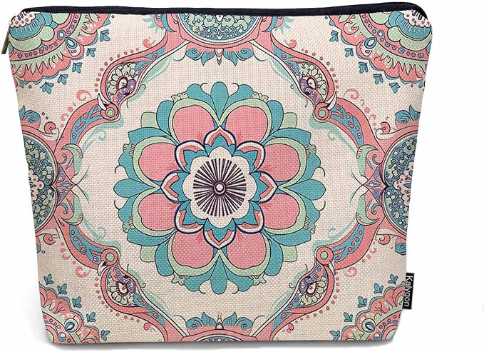 Woman Makeup Bag Mandala, Ethnic Tribal Mandala Floral Boho Makeup Bags Travel Cosmetic Bags Toiletry Makeup Organizer Pencil Pouch Make Up Cosmetic Bag For Owners Lady Birthday Gifts