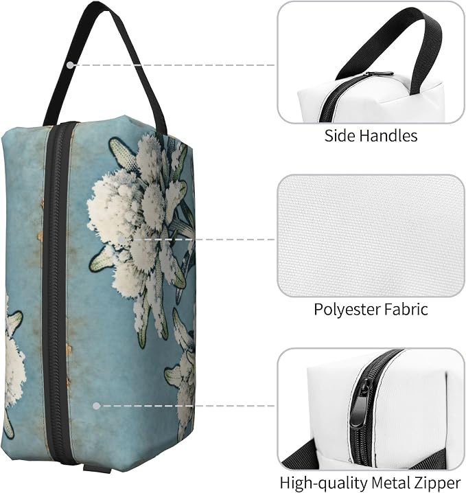 Edelweiss Flower with Snow Makeup Bag - Durable 600D Oxford Fabric Travel Cosmetic Bag, Shockproof Foam Padded Toiletry Organizer for Gym & Daily Use 10x6.2x4.9 Inch