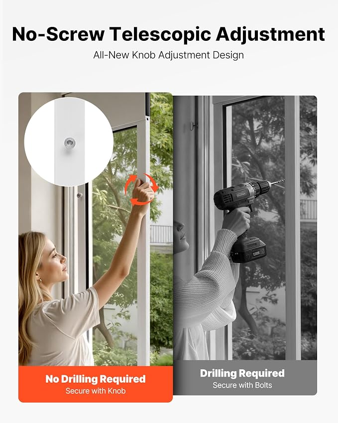 VEVOR Dog Door for Sliding Glass Door, 91 to 96 in Adjustable Height, Aluminum Alloy Frame with Metal Rotating Hinges, Lock Design, 10 1/4 x 16 1/4 in Flap, Sliding Glass Pet Door for Renters | For Medium-Sized Dogs and Pets, 91 to 96 in Adjustable Hei...
