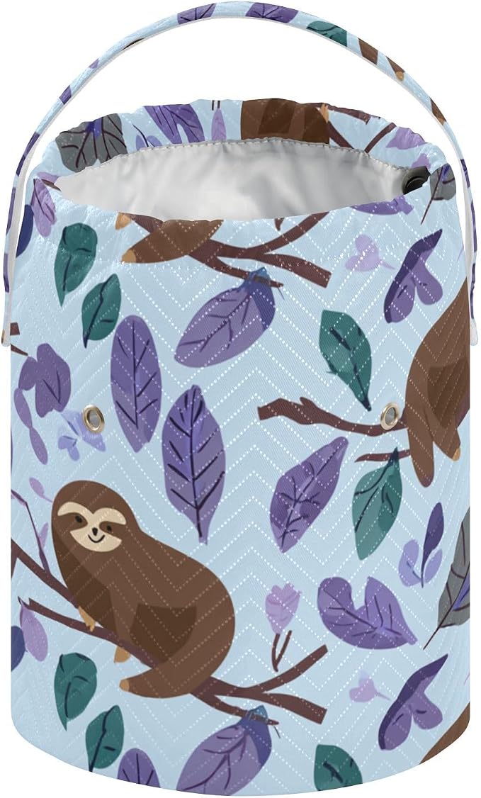 Tatenale Crochet Bag Yarn Bag Knitting Project Bag with Pockets and Handle Portable Yarn Storage Organizer Tangle Free 8.3x11 InchCartoon Sloths Branch Purple35