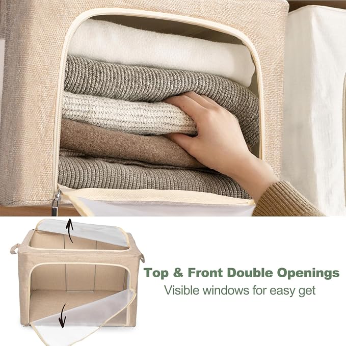 66L Large Cashmere Sweater Storage Bags | With 2 Bags of Natural Cedar Ball | Breathable Cashmere Garment Bag for Merino Wool/Knit Sweater, Stackable Knitwear Wool Clothes Storage Organizer Pouch