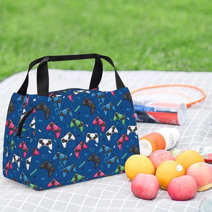 Large Capacity Insulated Lunch Bag, Video Game | Leakproof Cooler Tote, Wear Resistant, Portable Food Carrier Bags, for Party Camping Beach Vacation