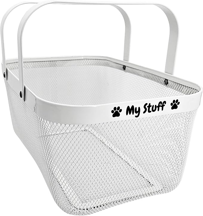 OtterPets Dog Toy Basket, Metal Dog Toy Bin, Chew Proof, White 16x9.5”