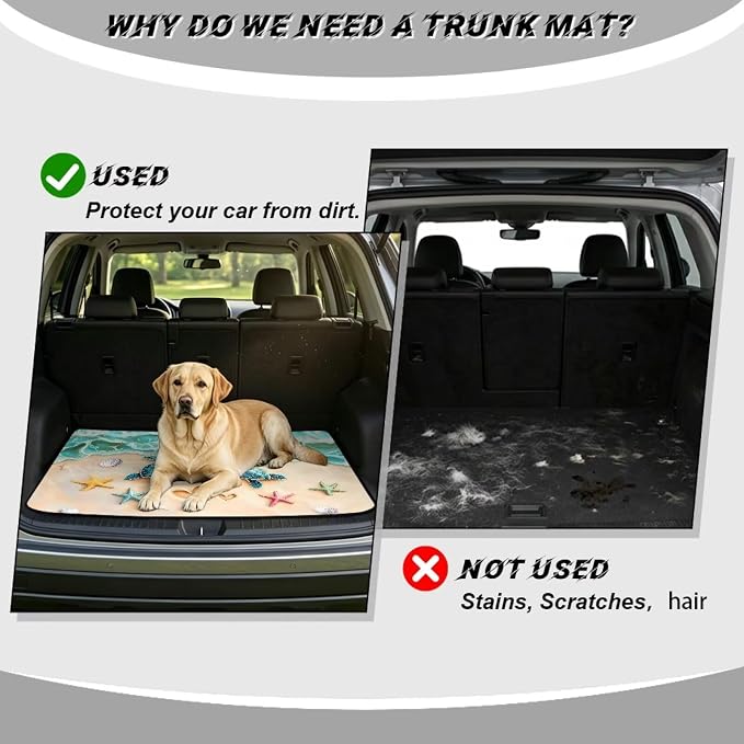 Beach Turtle Cargo Liners for SUV Universal Fit Car Trunk Mat Trunk Protection Cargo Liner Pads Picnic Pets Seat Cover 29" x 39"Inch, Machine Washable