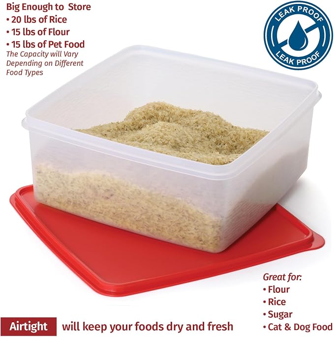 Plastic Storage Containers with Lids - 11L Storage Bins with Lids – Airtight Plastic Storage Bins for Food Storage, Pet Food, Rice– Stackable Clear Organizing Bins for Toy Storage, Garage, Pantry