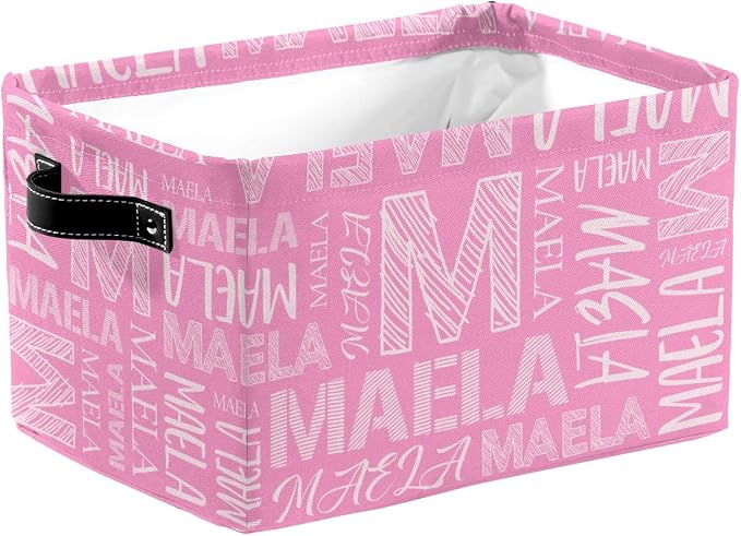 Foldable Personalized Storage Box for Boys Girls with Name Waterproof Kids Custom Storage Bin Baskets Cube Boxes Organizer with Handles for Organizing Shelf Closet, 1 Pack
