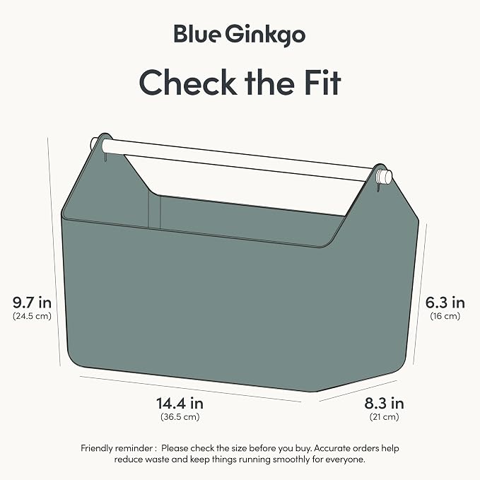 BLUE GINKGO Storage Basket, Large 10.5L, Green, Made in Korea | Portable. Spacious Storage Bin. Everyday Organization.