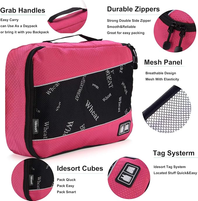 Packing Cubes large Luggage Organizers Bags For Travel Organizing Clothes | Mixed Color 8 Set Suitable family or two-person trips; breathable mesh make easy to sort; durable and convenient to store