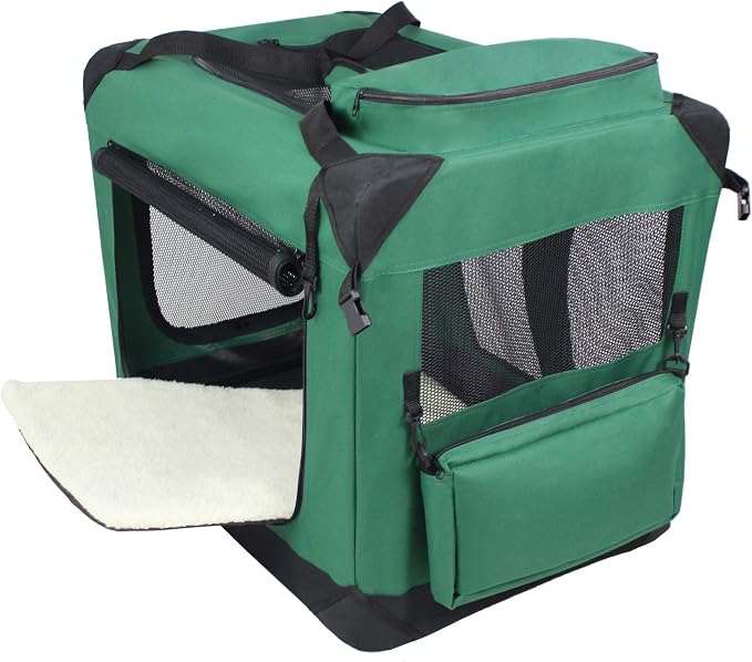EliteField 3-Door Soft Dog Crate with Bed & Carrying Bag (2-Year Warranty) | 3 Mesh Doors, Steel Frame, Removable & Washable Crate Cover and Bed Cover, Storage Pockets, Indoor/Outdoor, Foldable