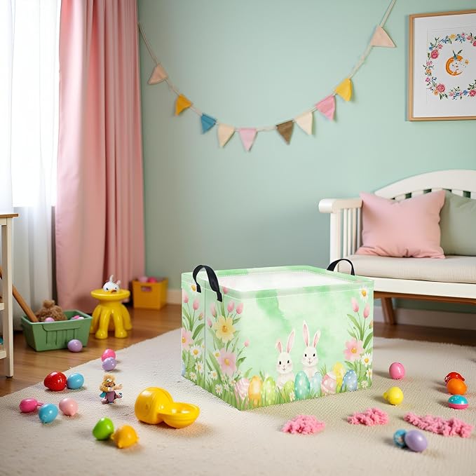 Rectangular Easter Basket for Kids & Baby - Storage Basket & Organizer Shelf - Bunny Easter Decor