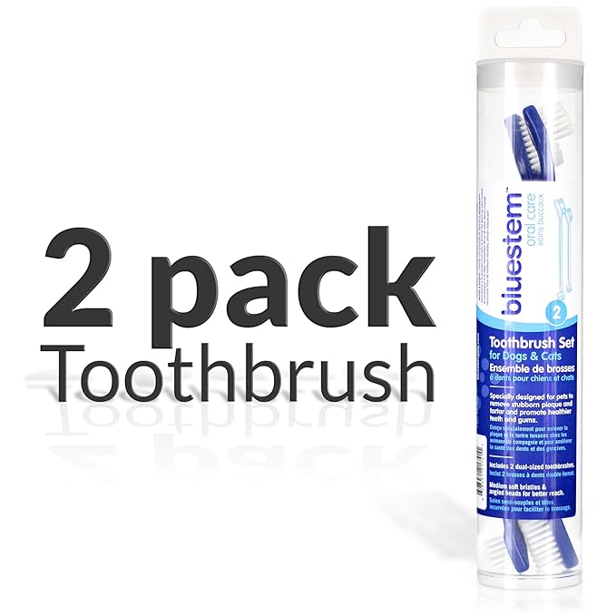 Bluestem toothbrbluestem Pet Toothbrush Set - Includes 2 Double-Sided Dog and Cat Tooth Brushes - Gentle Yet Effective Pet Teeth Cleaning Kit