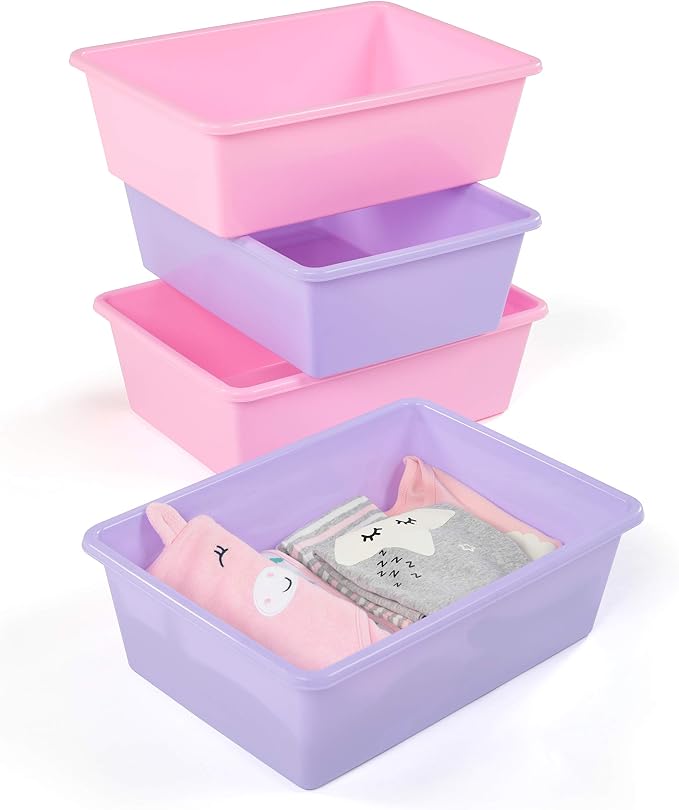 Humble Crew Plastic Storage Bins for Kids, Large Removable Toy Organizer | BPA-free, lightweight, fits cubbies and bookshelves, compatible with most toddler shelving for playroom, bedroom, or nursery