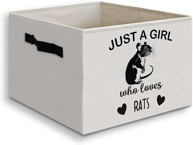 Rat Gifts for Rat Lovers Foldable Basket Storage Bins Box with Handles, Animal Lover Gifts, Just a Girl Who Loves Rats Collapsible Organizer Basket for Bedroom Bathroom Clothes Toys Books