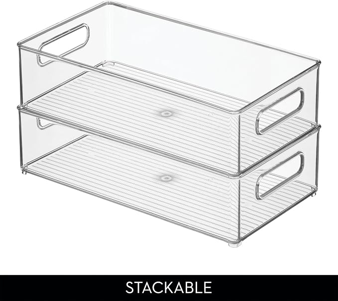 iDesign Fridge Storage Bin Set with a Soda Can Dispenser- Set of 4 - Clear - Made in USA