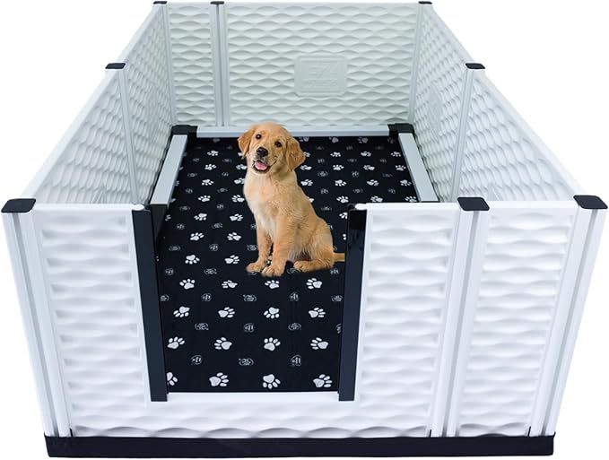 EZclassic Dog Whelping Box - Washable Pee Pad, Extra-Large 48x76x28 | Tall 48x76x28 breeder whelping box with high walls, durable customizable panels, quick setup, and easy cleaning