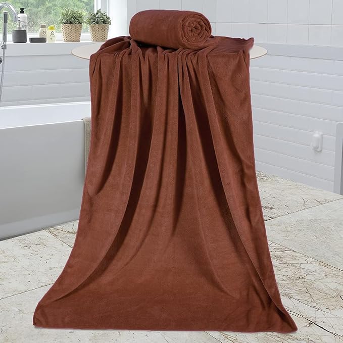 JML Microfiber Bath Towels, Bath Towel Set for Adult Men Women, 6 Pack,30" x 60", Oversized, Soft, Super Absorbent and Fast Drying for Bathroom,Sport, Fitness, Yoga (Brown)