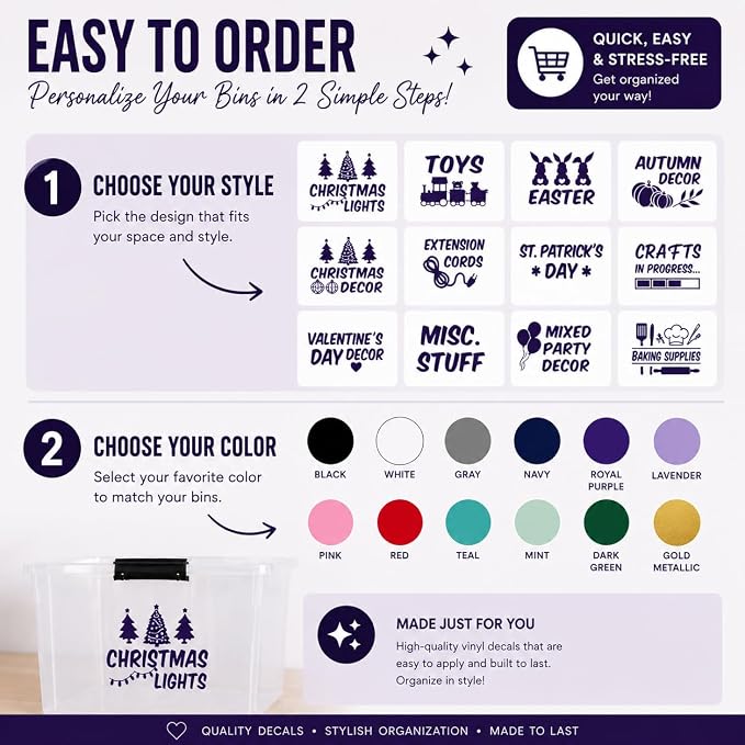 Storage Bin Organization Decals, 5 DE Mayo Style | Storage Bin Organization Decals, Vinyl Label Stickers, Bins Not Included