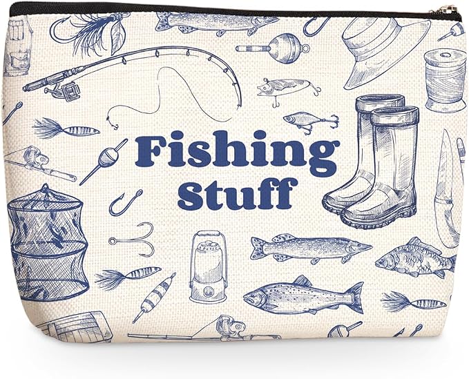Fishing Stuff Makeup Bag, Fishing Gifts Cosmetic Bags Travel Organizer Bag