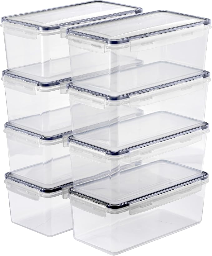 Sorbus Airtight Food Storage Containers, Plastic Pantry Bins (8 Pack) | Four-way snap lids keep cereal, pasta, flour, nuts and candy fresh; stackable construction fits cabinets and counters.