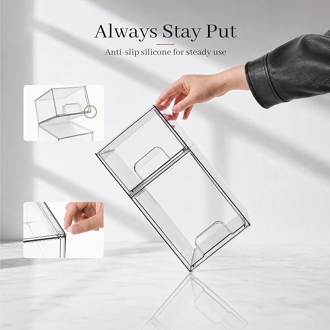 Clear Stackable Storage Drawers, Baby Bottle Organizer, Easily-Access Makeup Organizer, Durable Containers for Bathroom Countertop, Pantry and Medicine Cabinet Organizer