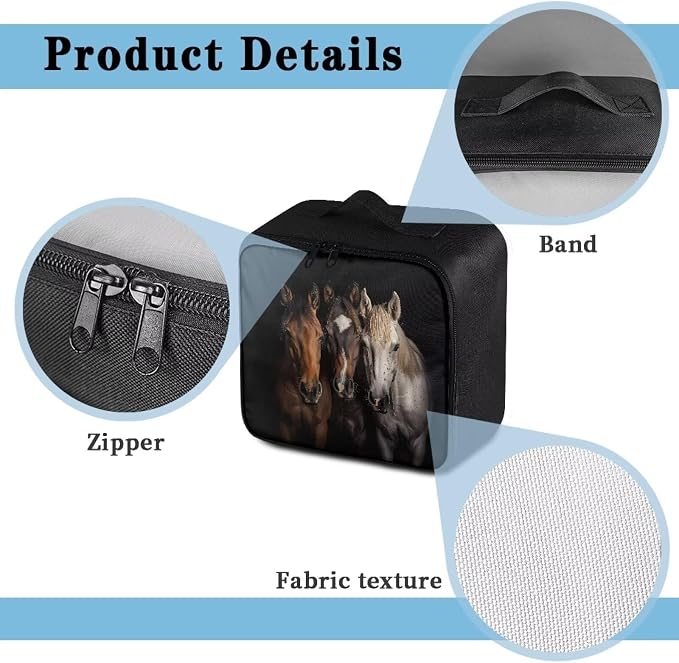 Rnyleeg Black First Aid Kit Bag Empty Horse Medical Kit for Home Empty First Responder Bag Compact Lightweight Travel First Aid Pouch for Men