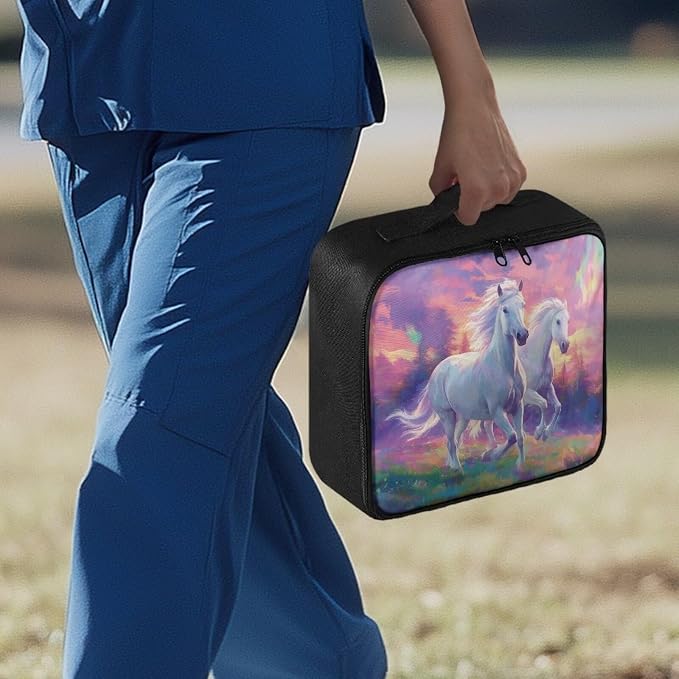 Rnyleeg Aurora Horse First Aid Bag Empty Large First Aid Travel Kit Portable Medical Supplies Bag with Smooth Zipper Easy to Clean and Storage