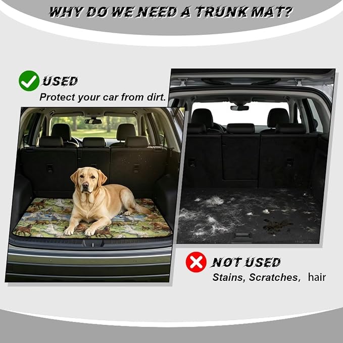 Southwestern Tribal Horse Car Trunk Mat All-Weather Polyester Material Cargo Mat Rear Trunk Liner 29" x 39", Non Slip, Dustproof, Easy Clean Install